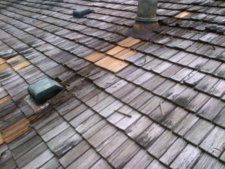 wood shingles on roof